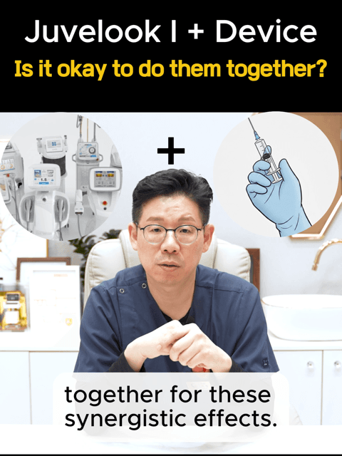 Juvelook I + EBD The Perfect Synergy πβ‘οΈ Why combine Juvelook I with Energy-Based Devices (EBD)? Because they work better together! Juvelook I: Stimulates deep collagen production. EBD : Tightens skin tissue using thermal energy. At Gangnam Hera, we provide both to give you volume and lifting at the same time. π Already had Juvelook? We recommend a 2β3 week interval for absorption before starting your device treatment.